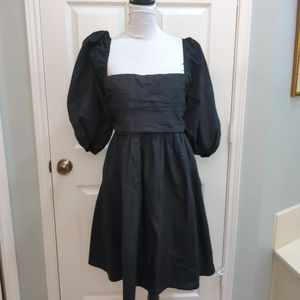 Abercrombie & Fitch Black Emerson Ruched Puff Sleeve Mini Dress XLT